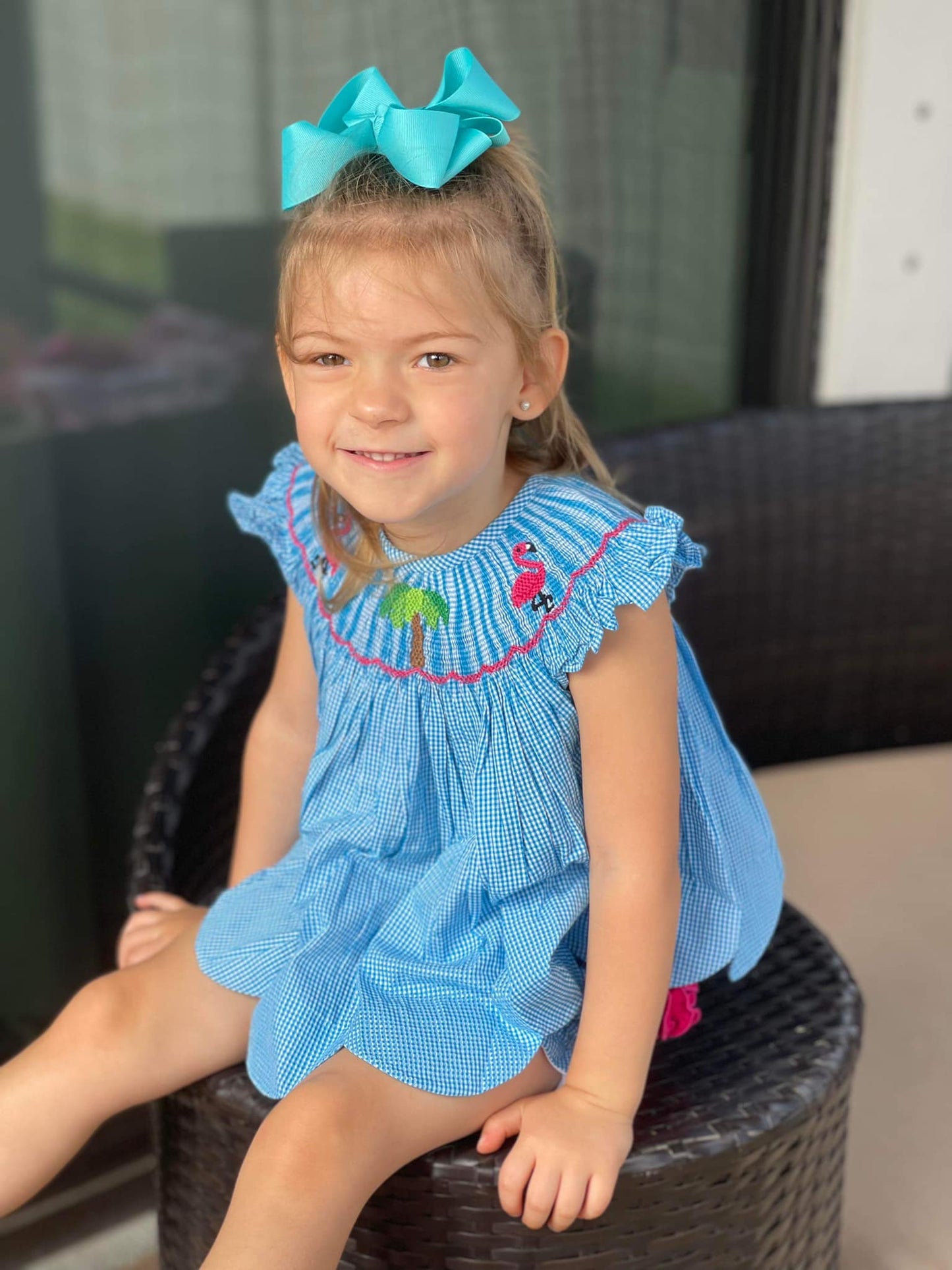 Flamingo Smocked Bloomer Set