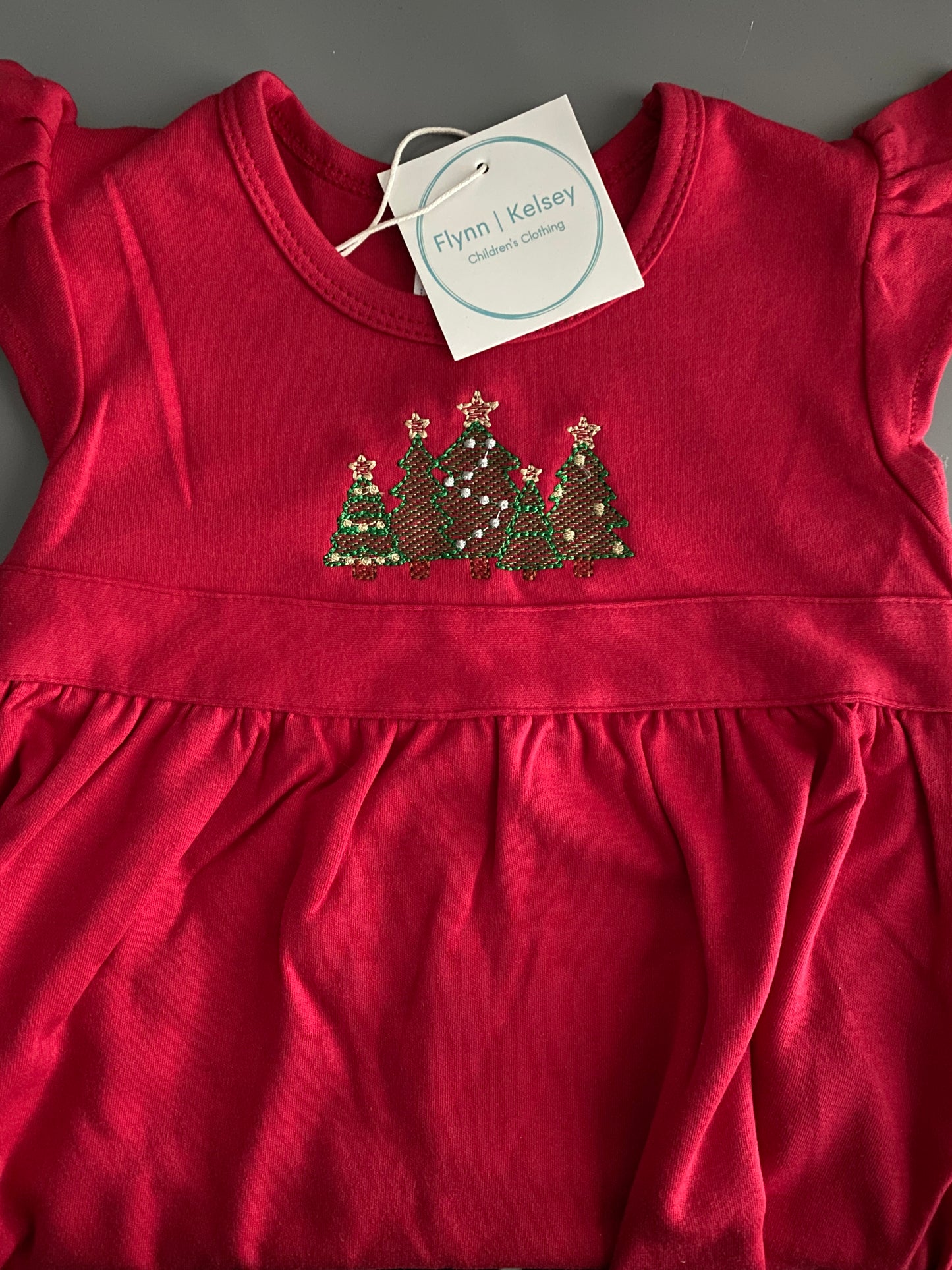 Christmas Trees Embroidered Dress