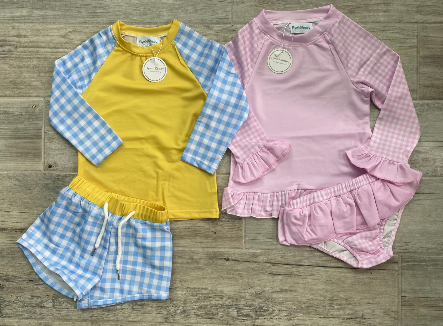 Ruffle Rash Guard Pink Set