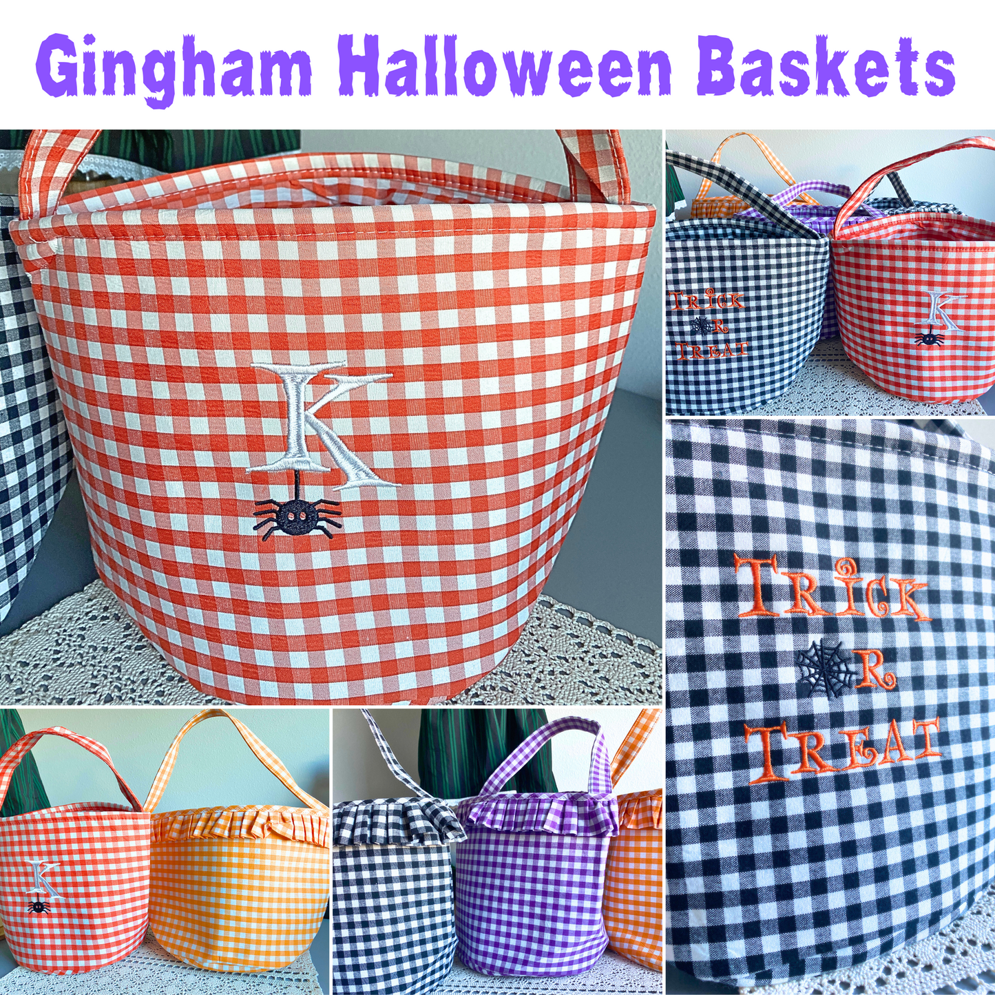Gingham Halloween Baskets TAT 2 Weeks