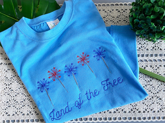 Land of The Free Embroidered T-Shirts