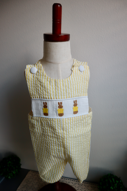 Seersucker Bunny Smocked Jon Jon