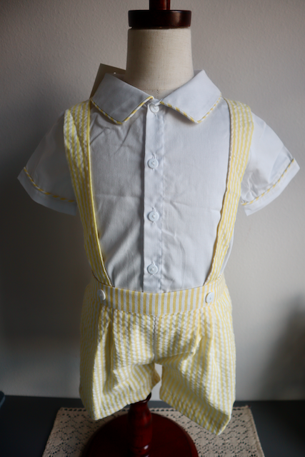 Seersucker Suspender Short Set