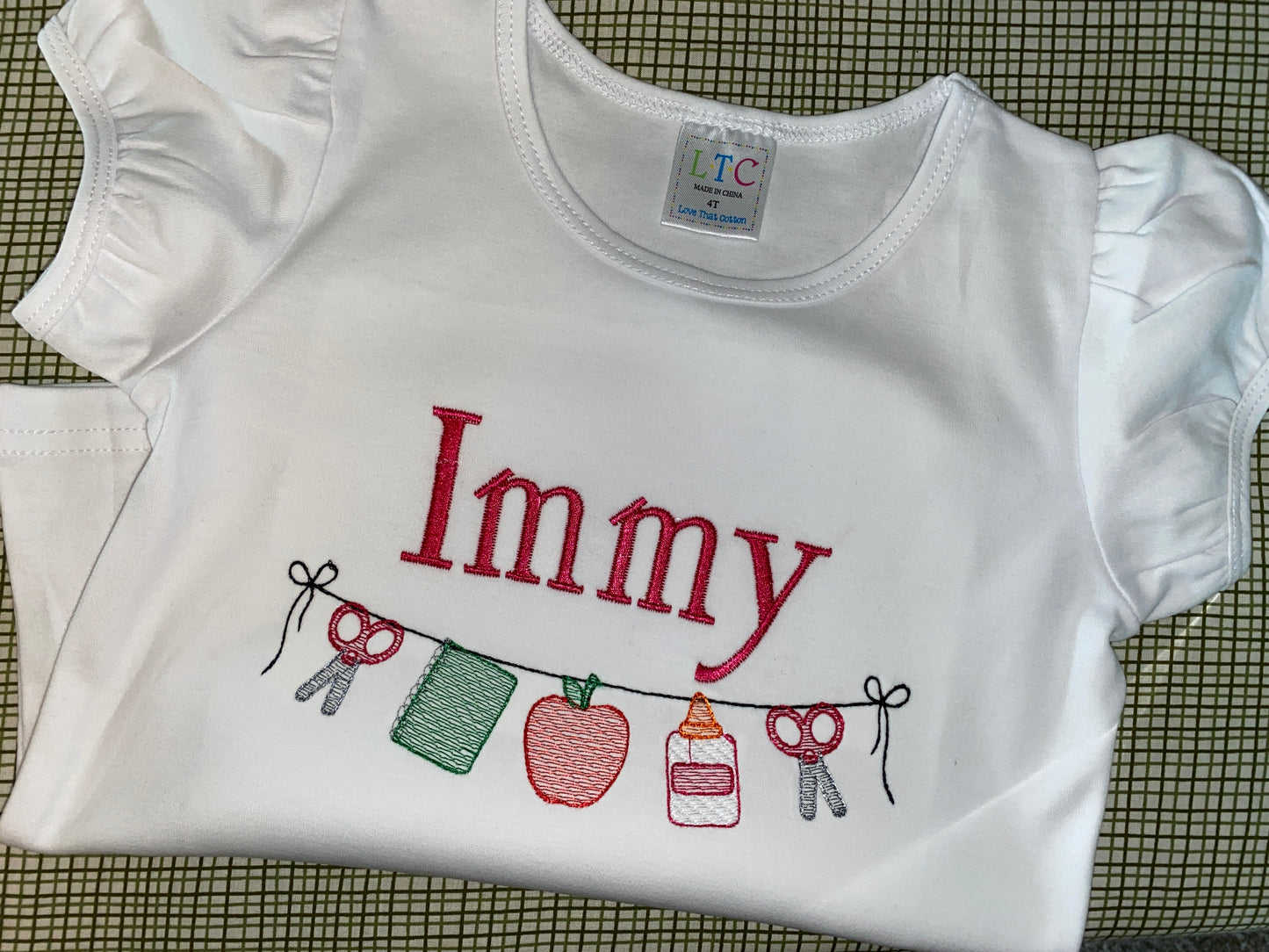 Pink School Sketch Embroidered Shirt