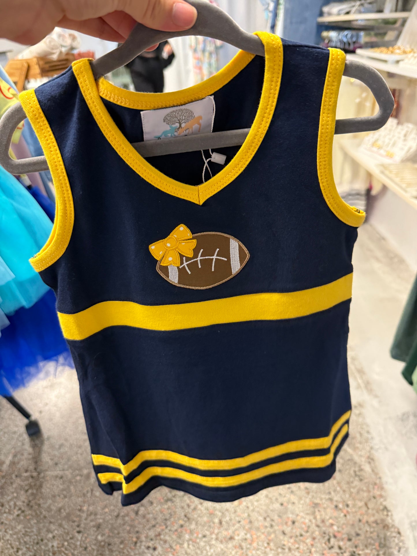 Yellow & Navy Football Dress 2T