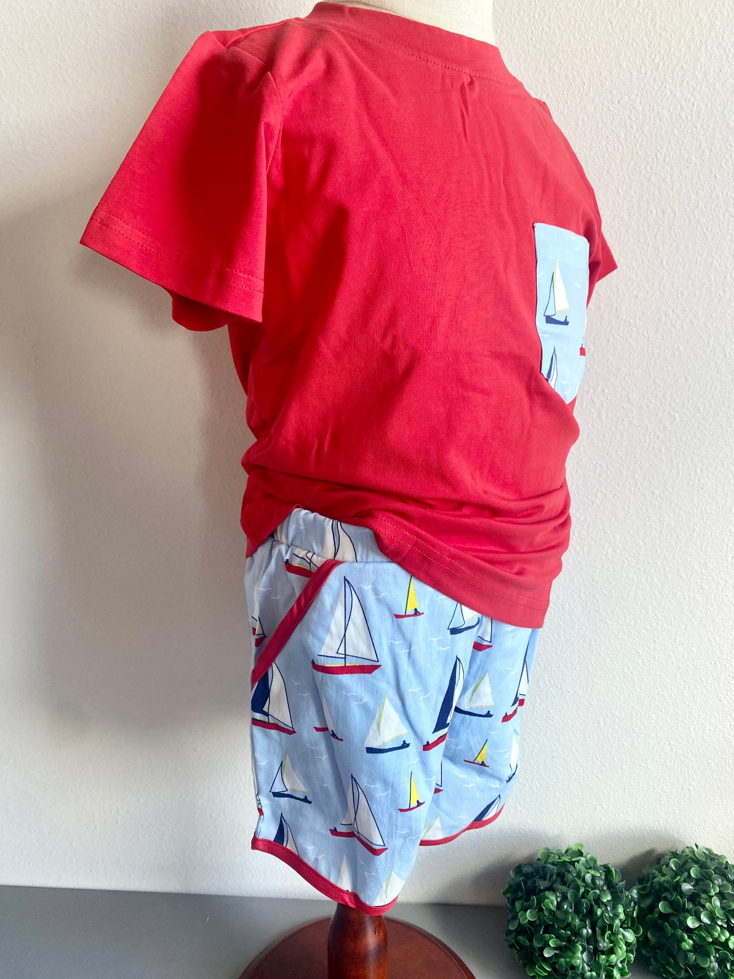 Red Sailboat Short Set