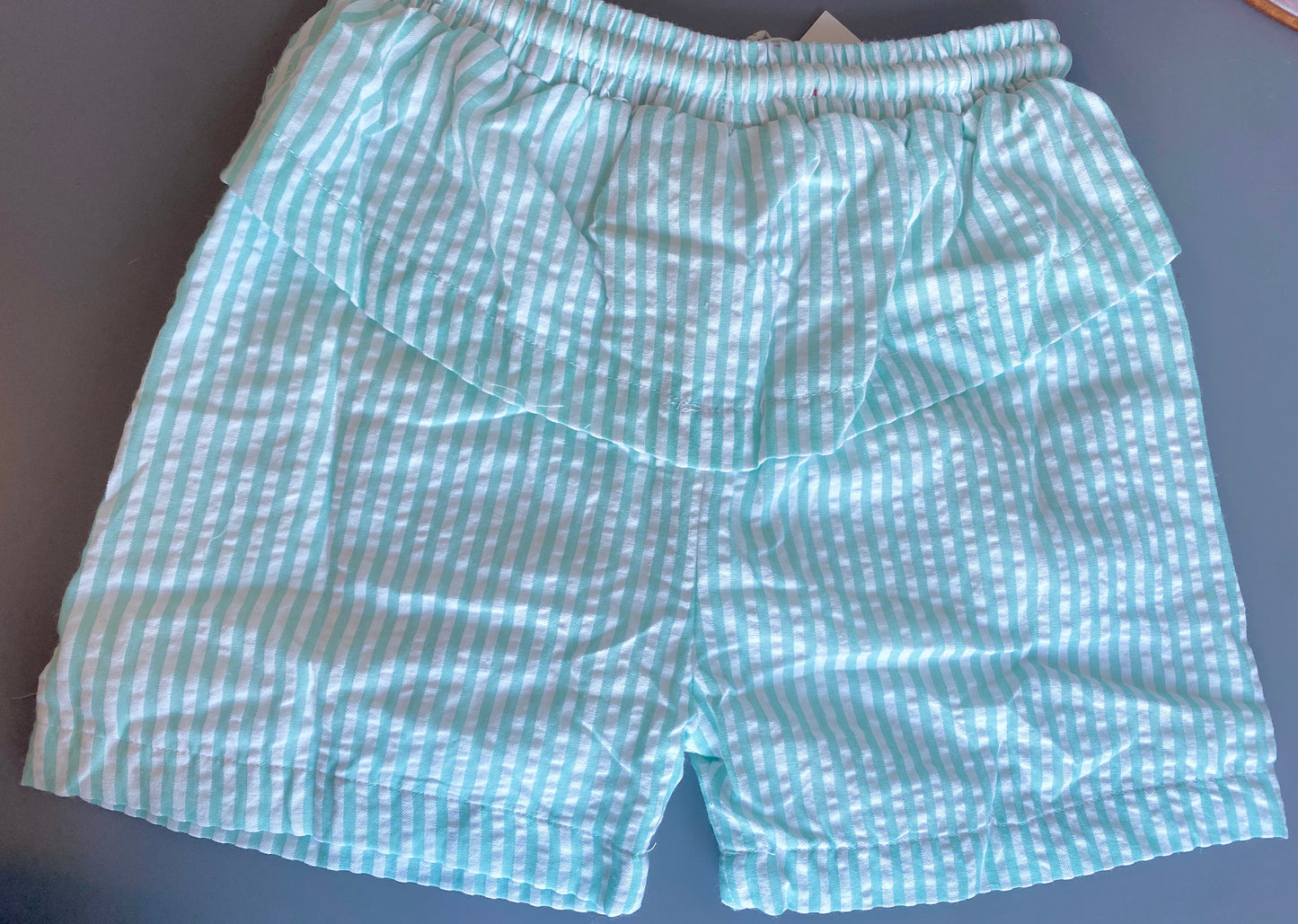 Mint Seersucker Swim Trunks