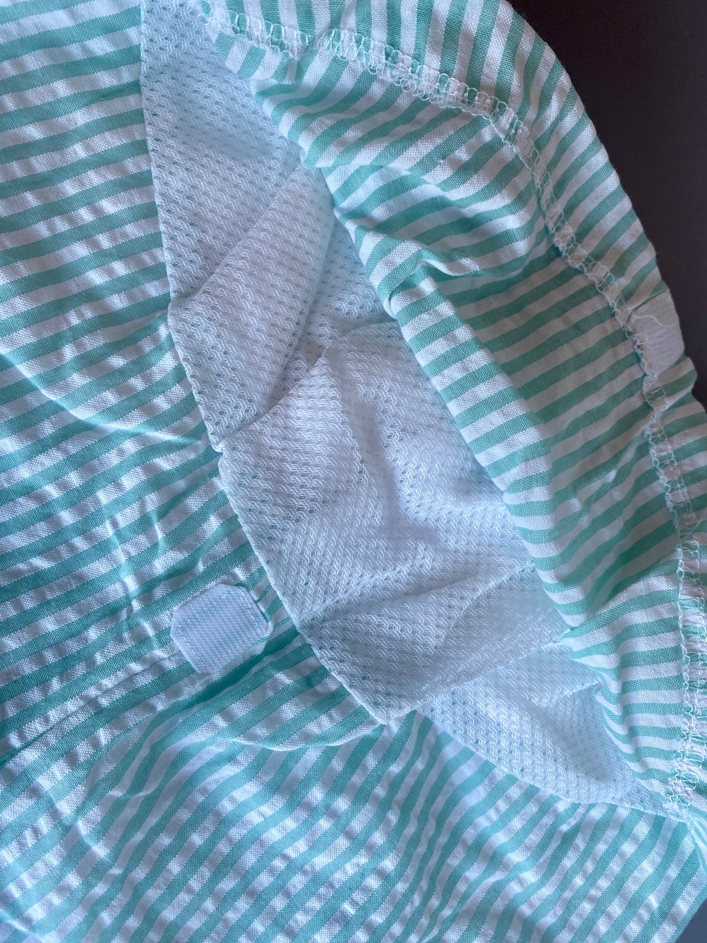 Mint Seersucker Swim Trunks