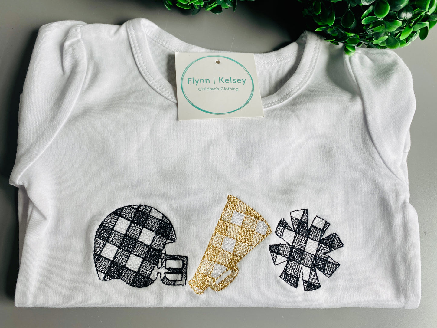 Gingham Embroirdered Cheer - Choose your team colors!