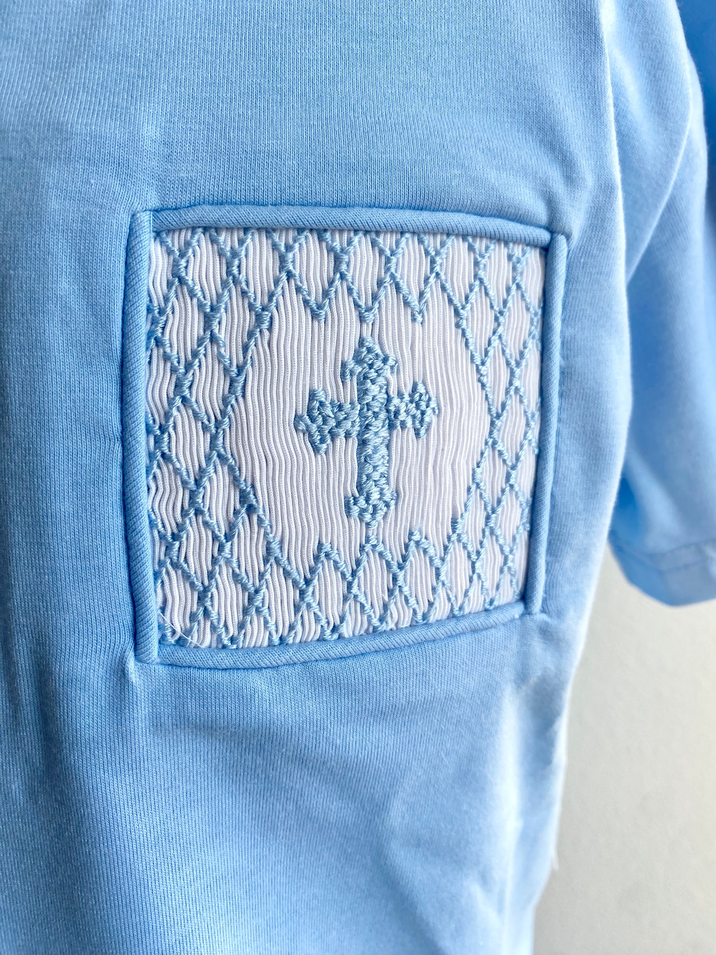 Cross Smocked Collared Shirt
