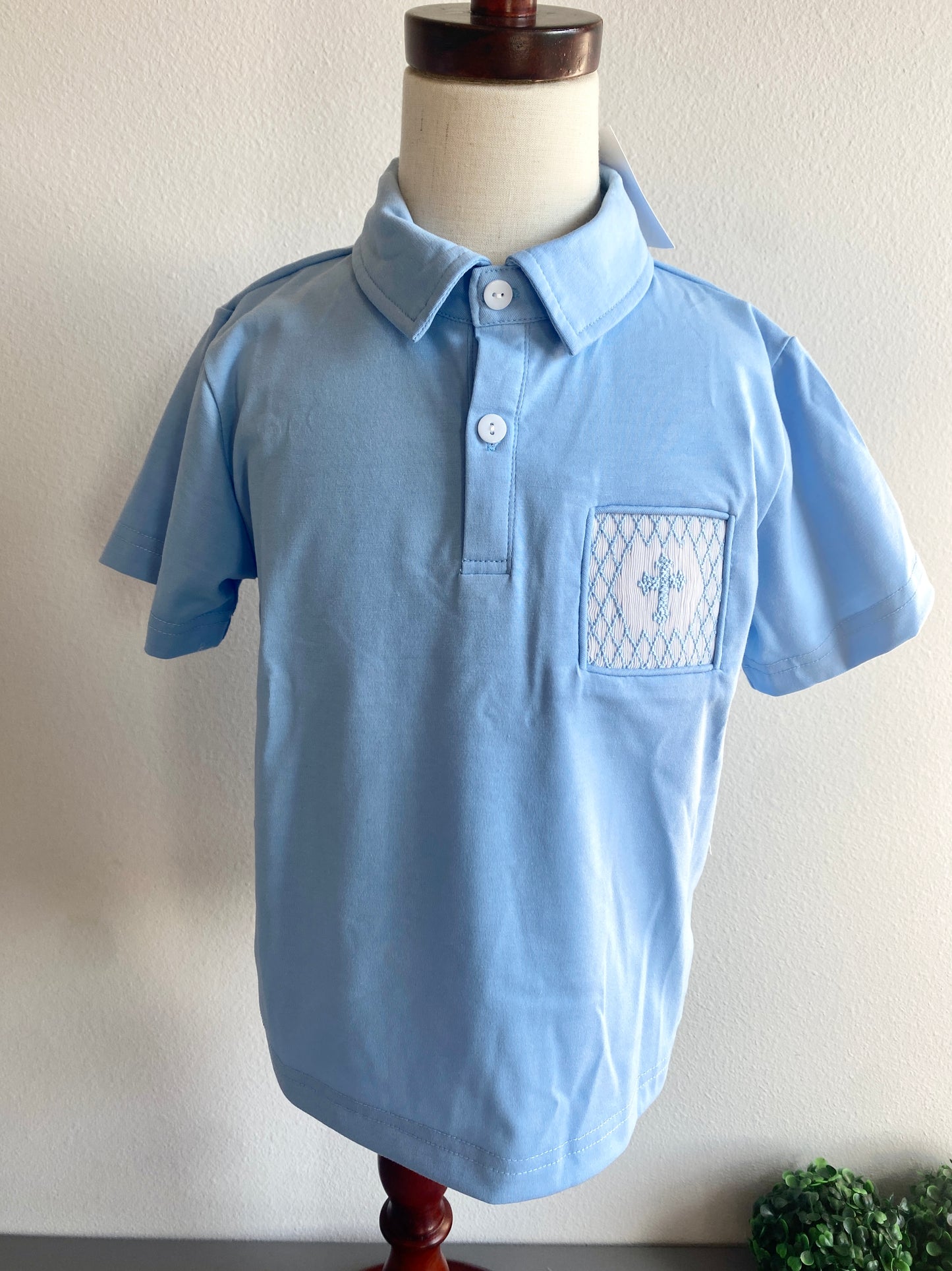 Cross Smocked Collared Shirt