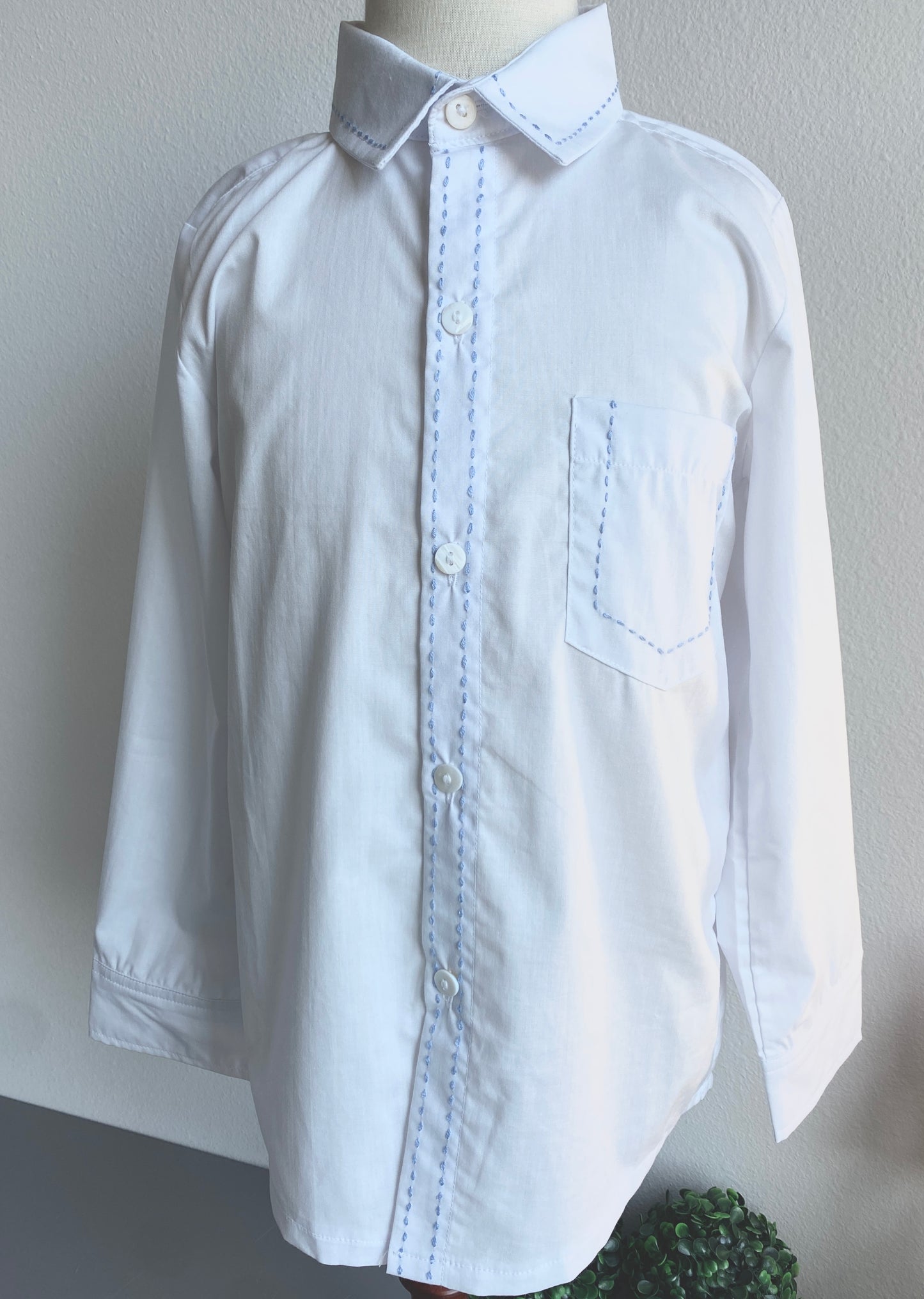 Blue Stitch Collared Shirt