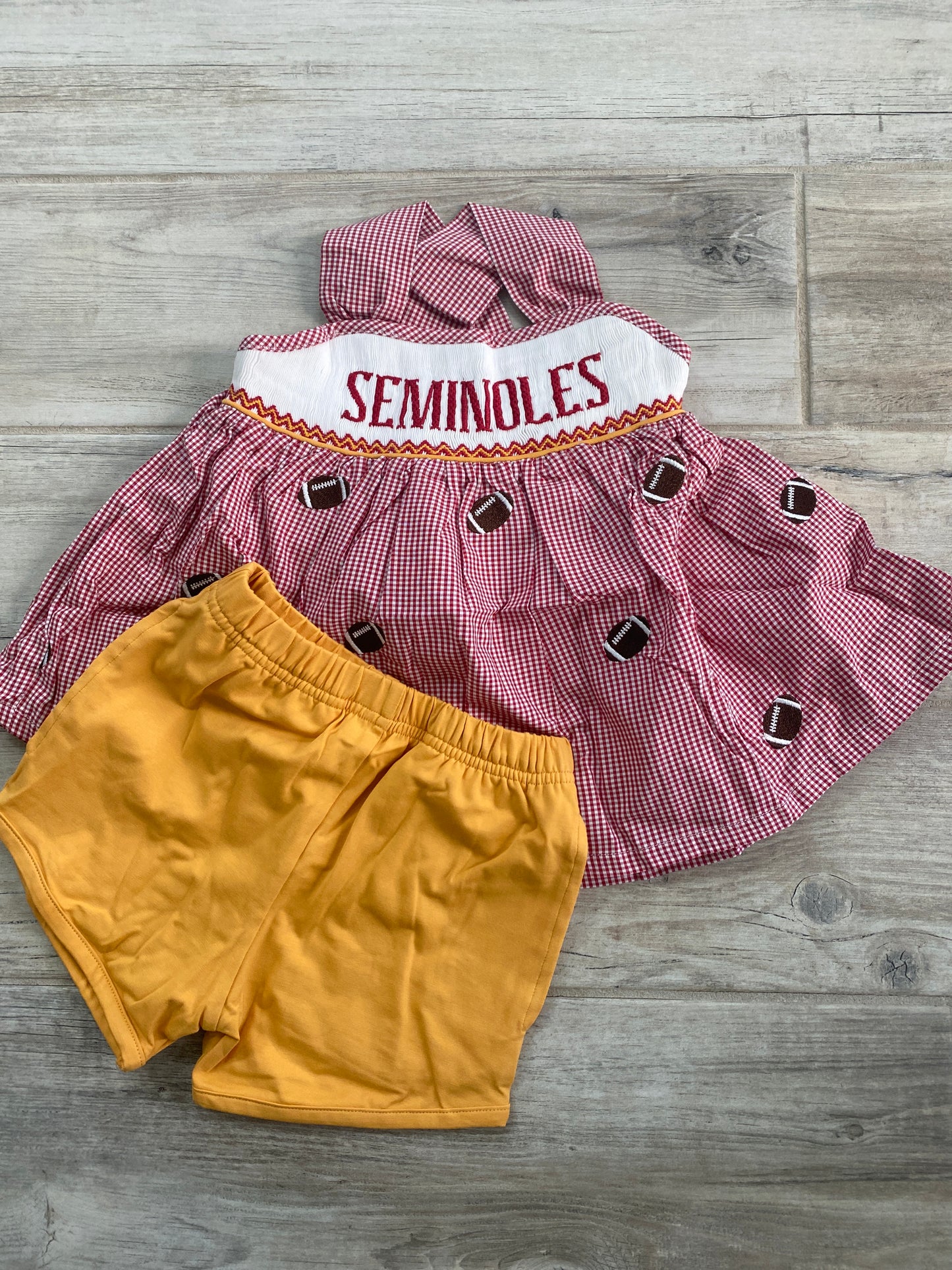 Garnet & Gold Smocked Girls Set