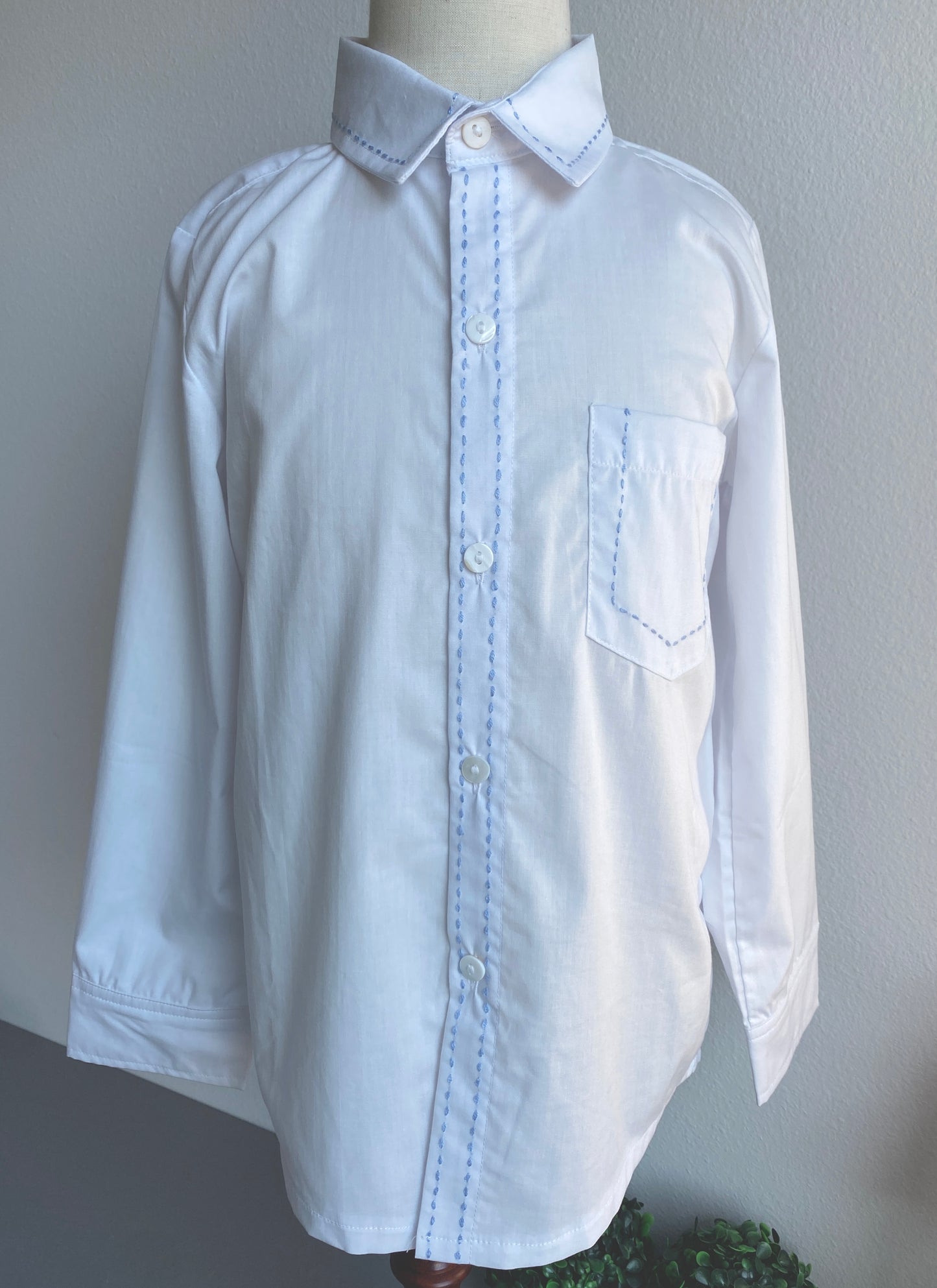 Blue Stitch Collared Shirt