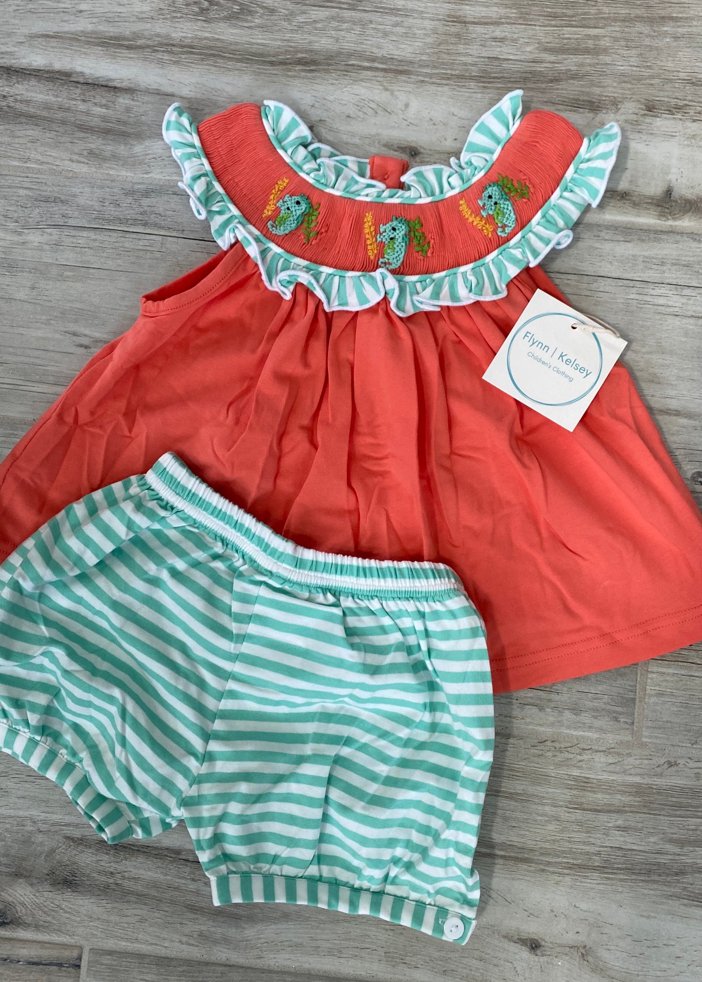 Mom & Baby Seahorse Smocked Short Set