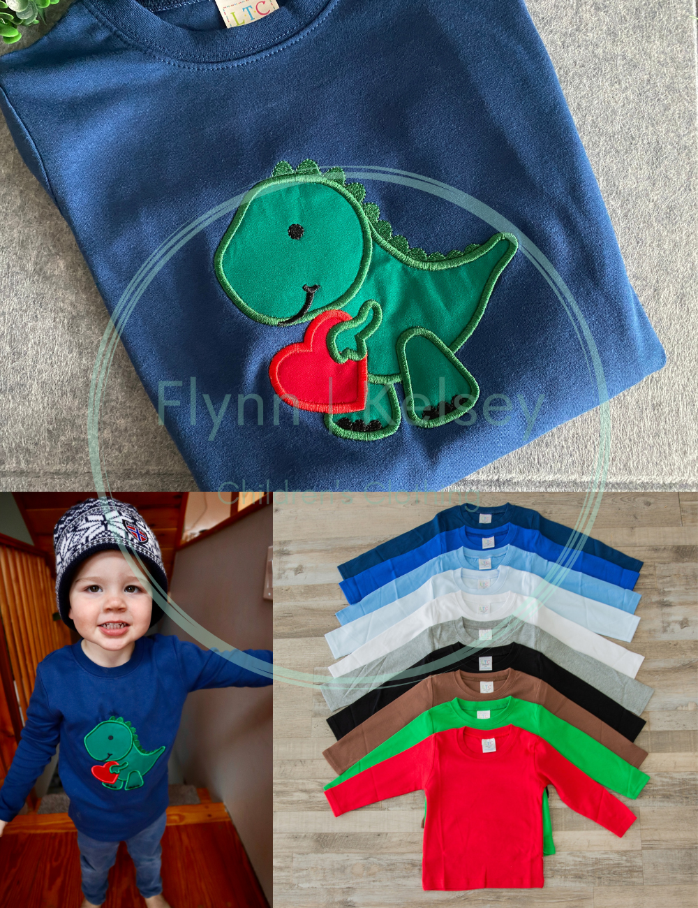 Dino Heart Applique Shirt
