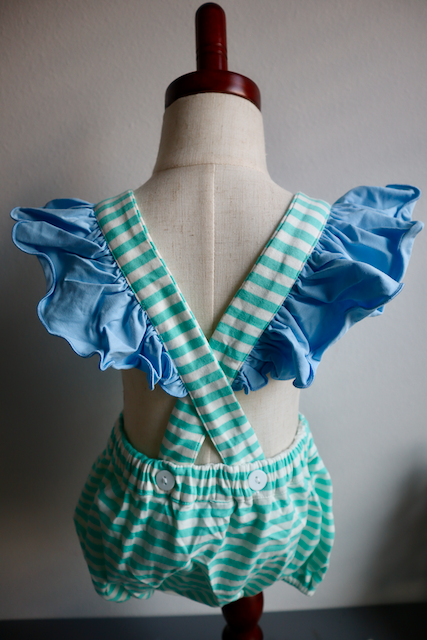 Mint Stripe Ruffle Bubble