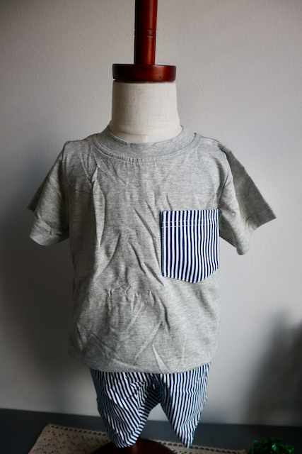 Navy Stripe Short Set