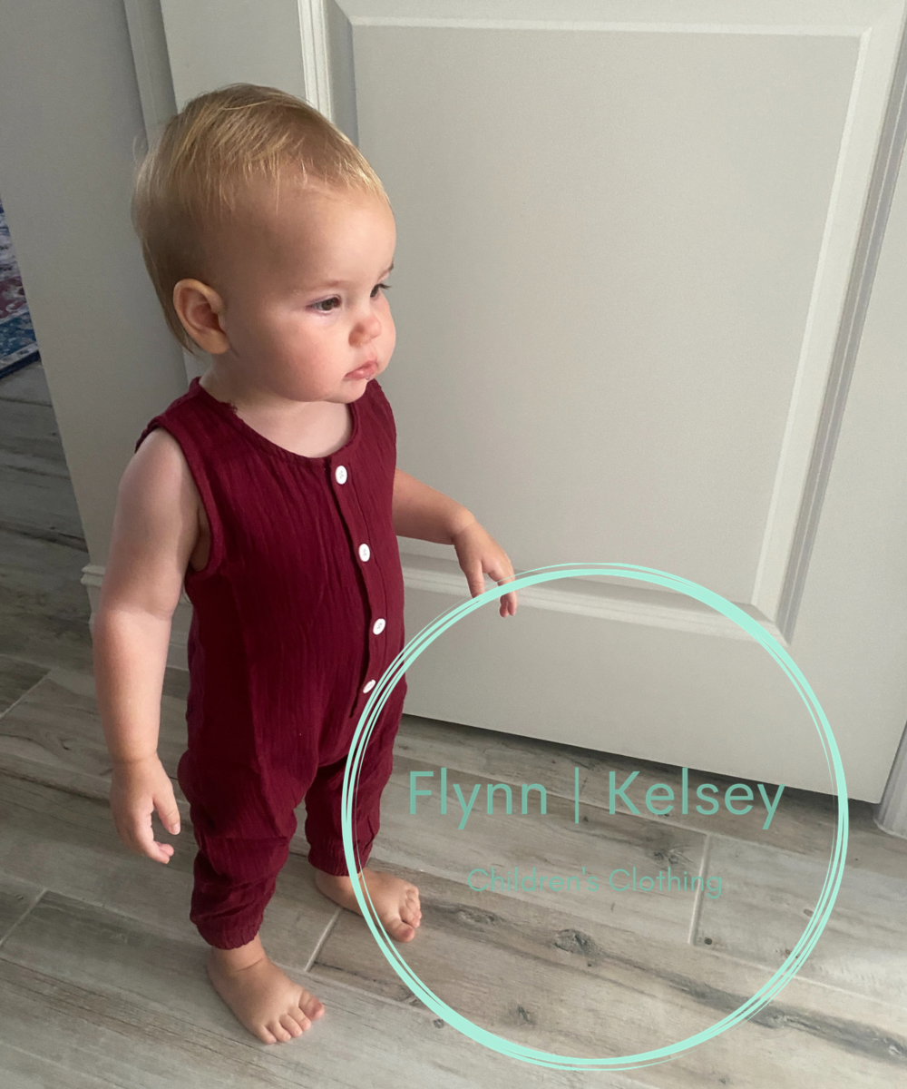 Burgundy Linen Pant Romper