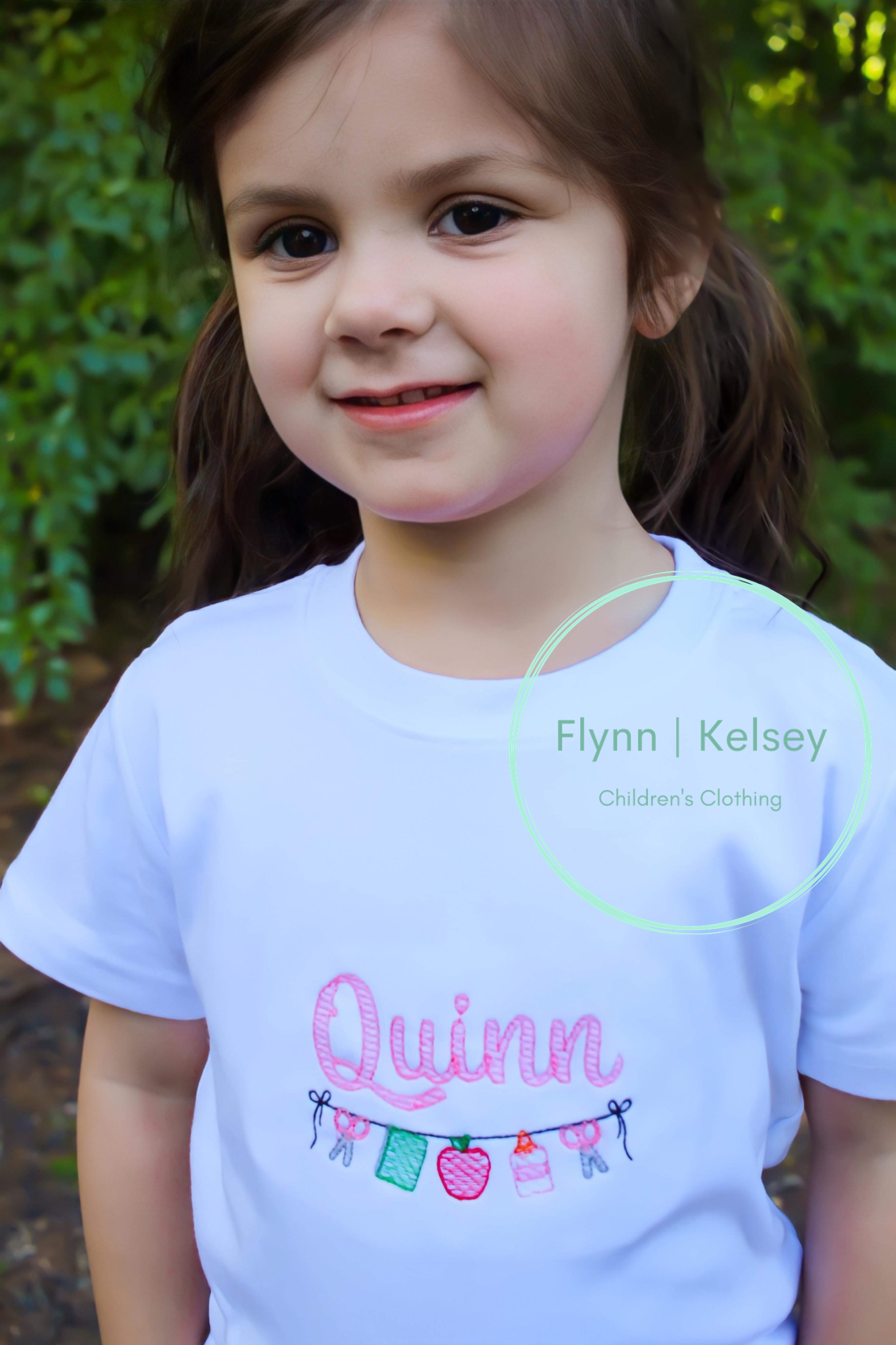 Pink School Sketch Embroidered Shirt