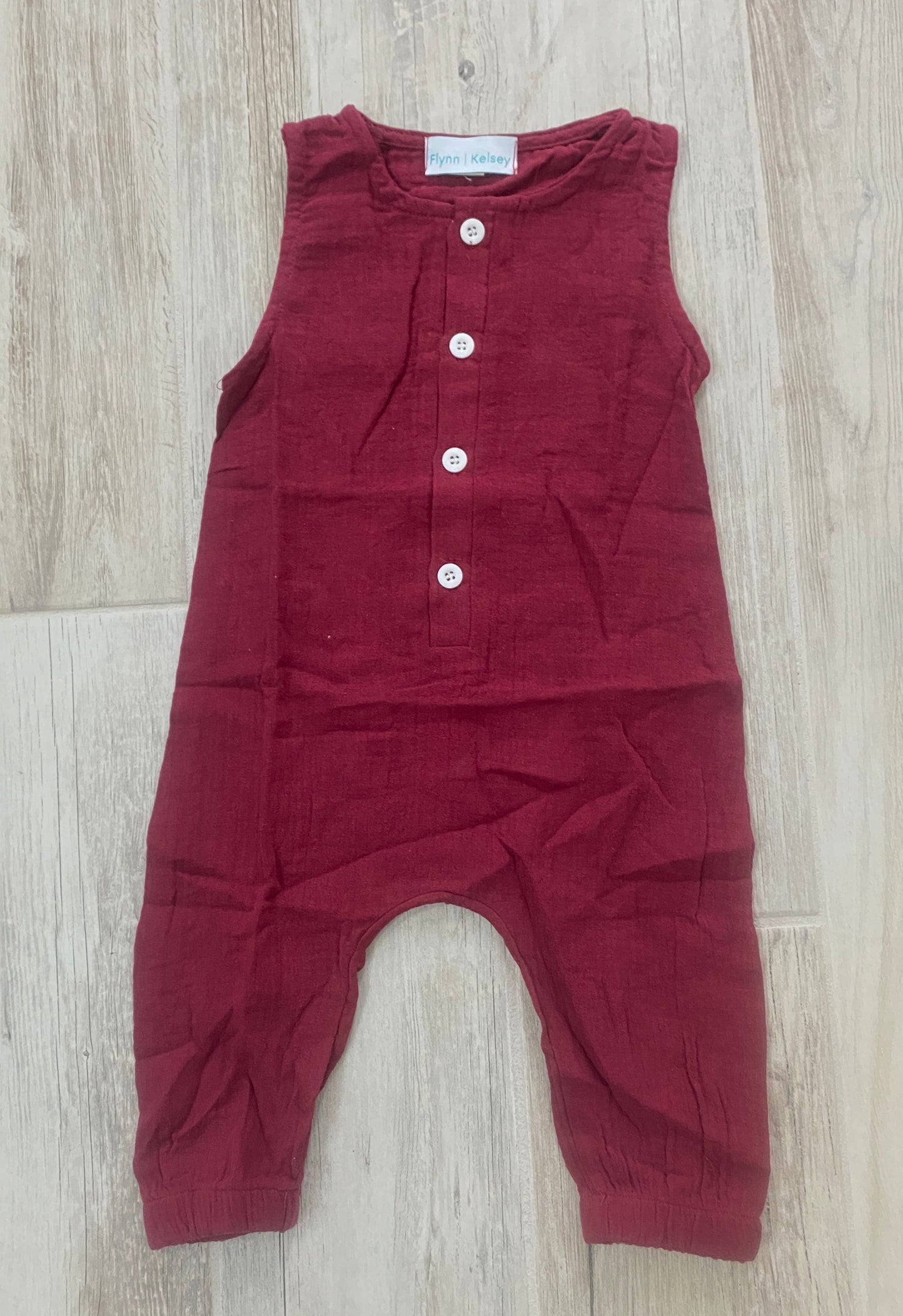 Burgundy Linen Pant Romper