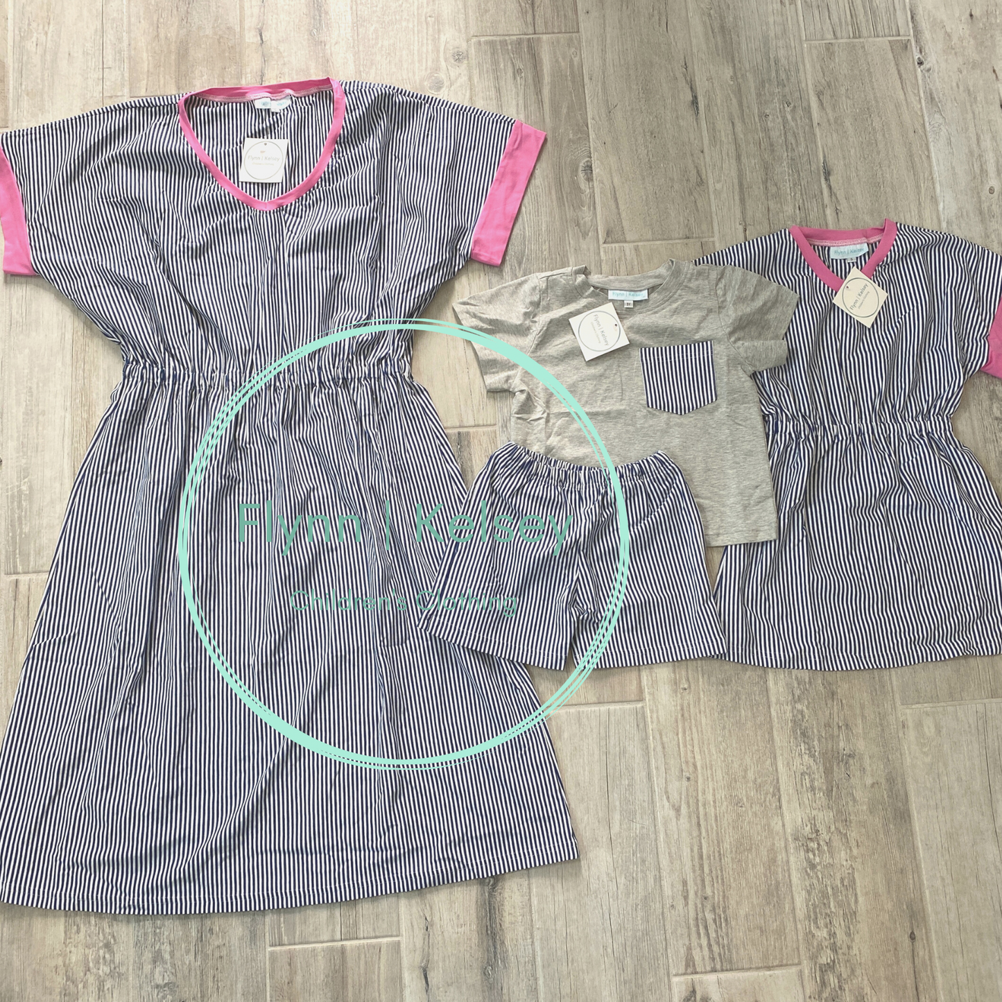 Navy Stripe Short Set