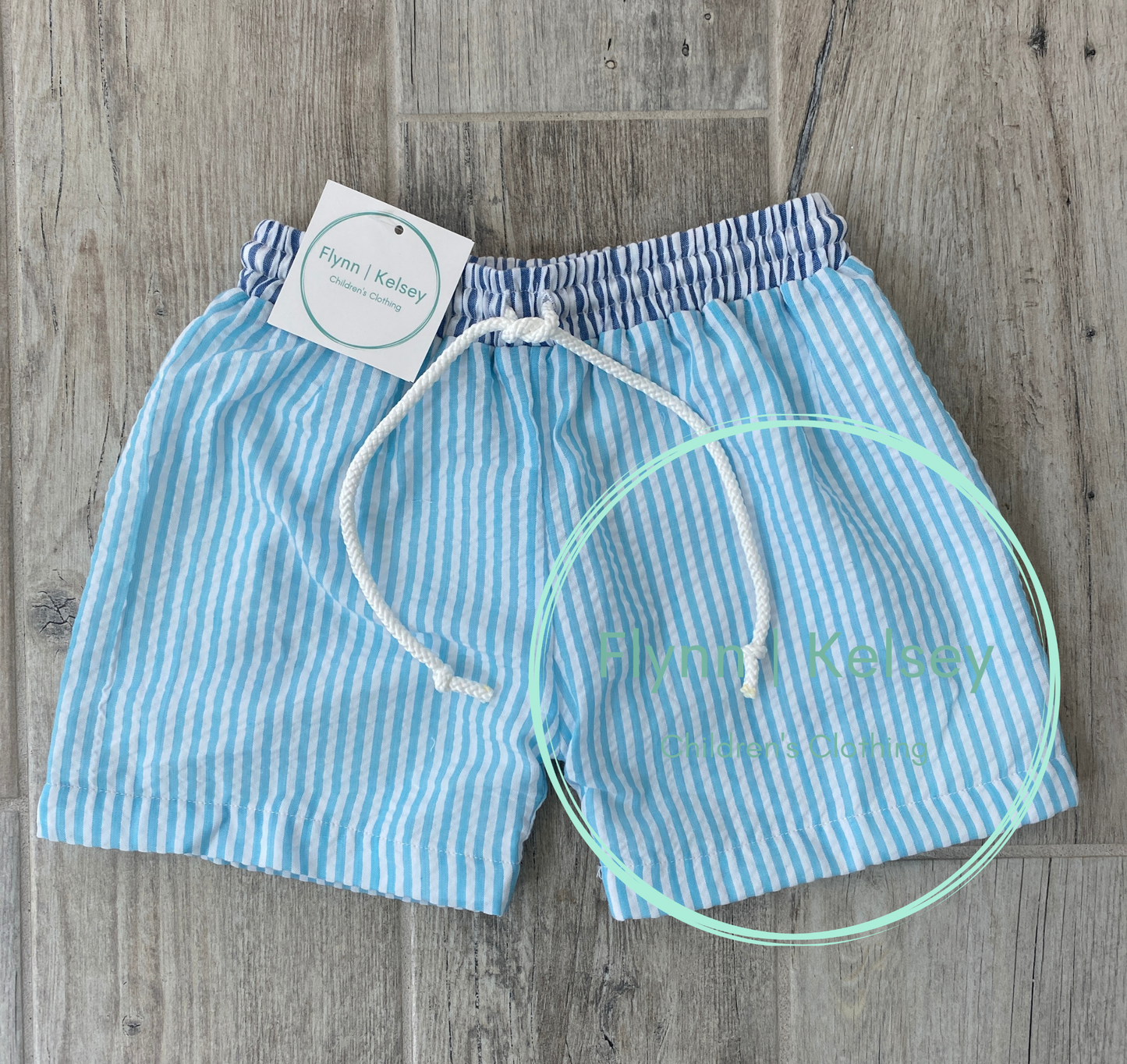 Blue Seersucker Trunks