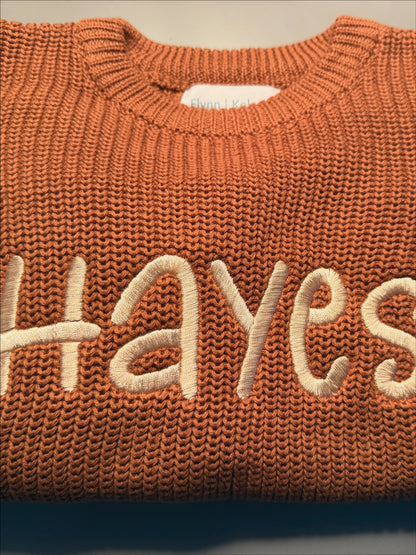 Custom Name Cinnamon Knit Sweater