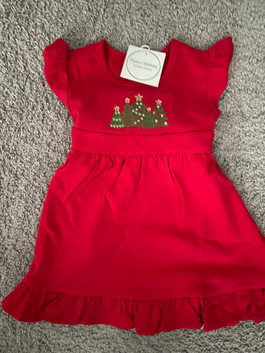 Christmas Trees Embroidered Dress