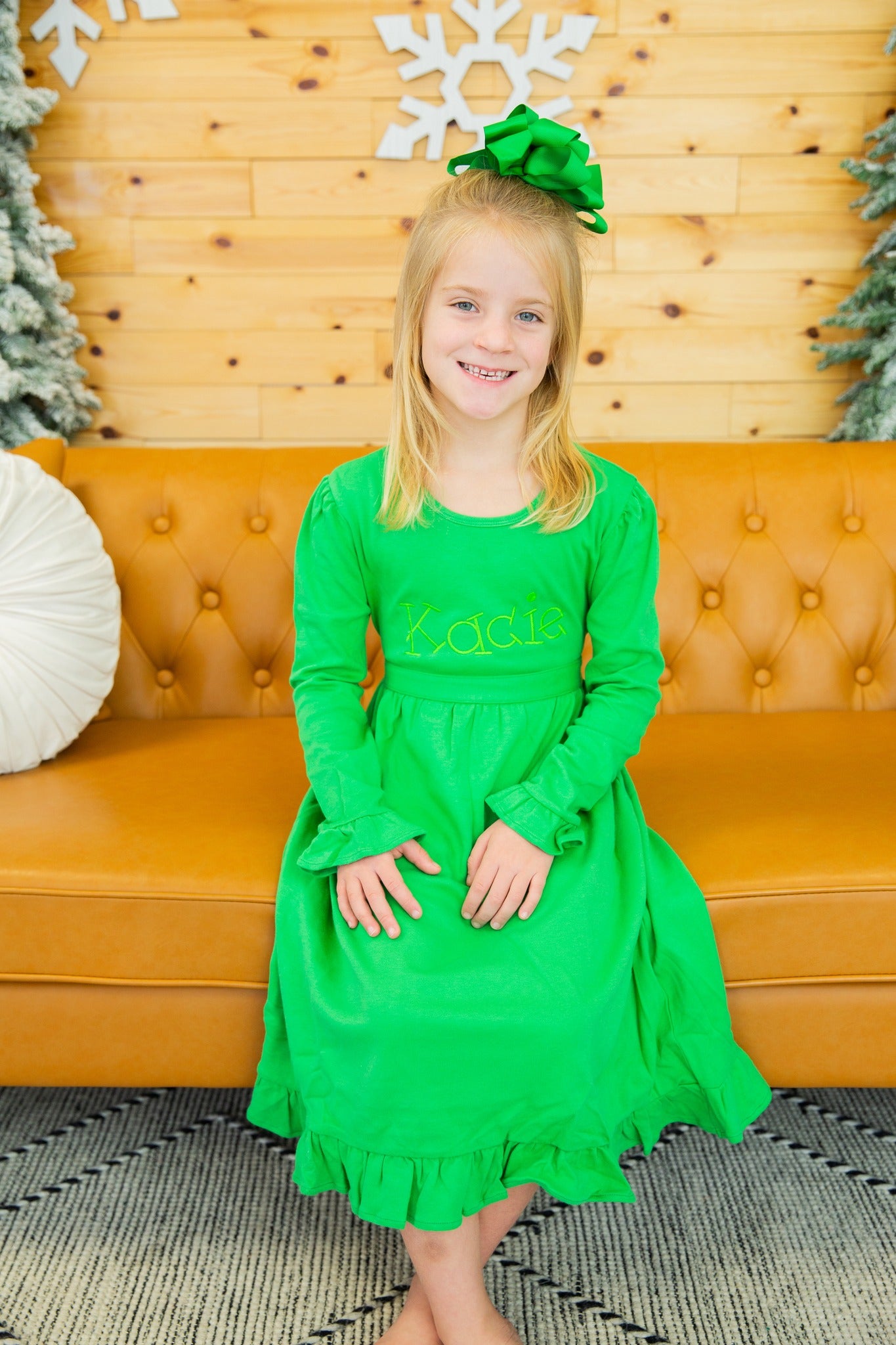 Green Long Sleeve Twirl Dress