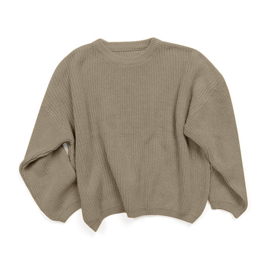 Custom Name Dark Khaki Knit Sweater