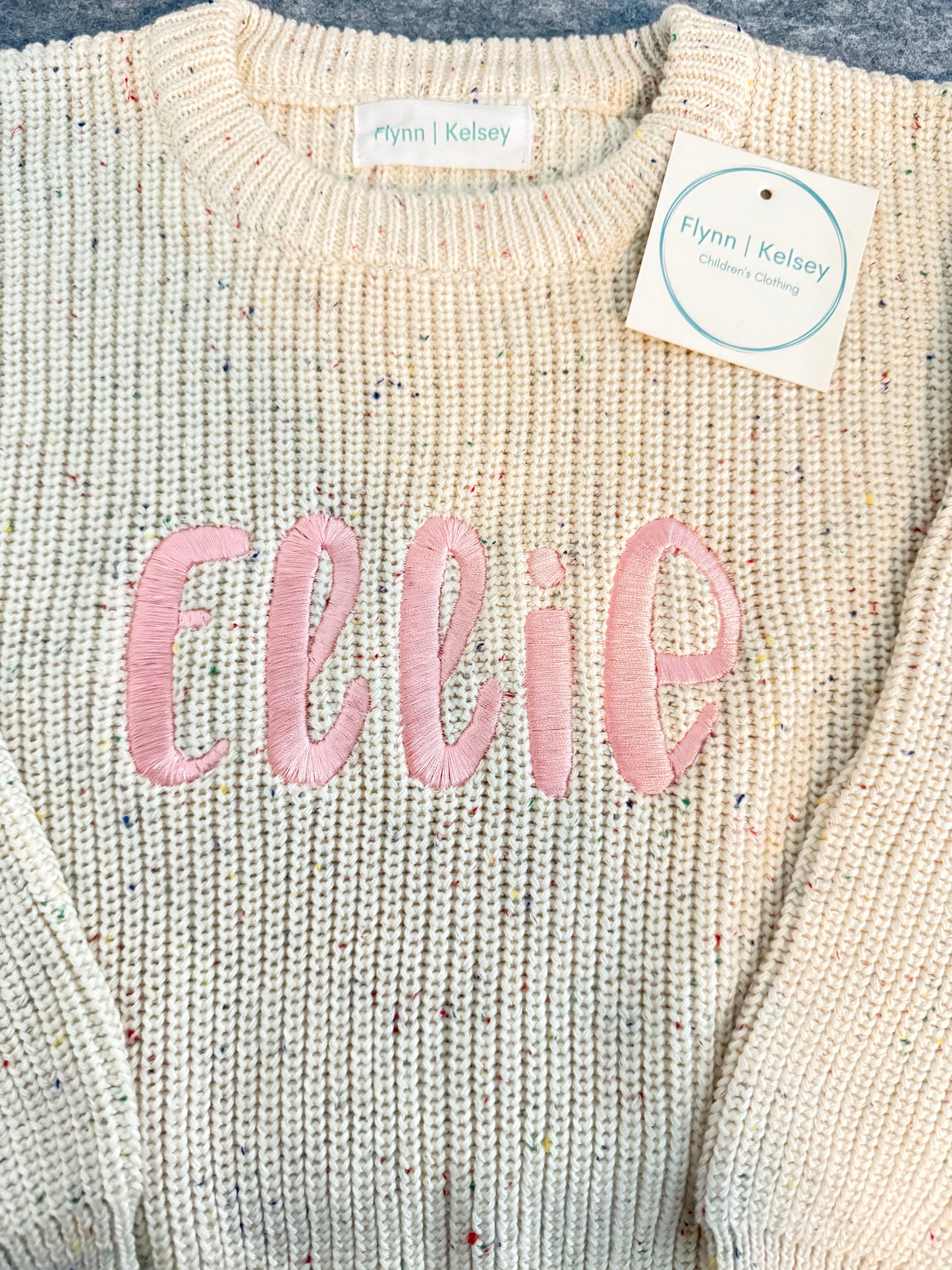 Custom Name Speckled Knit Sweaters