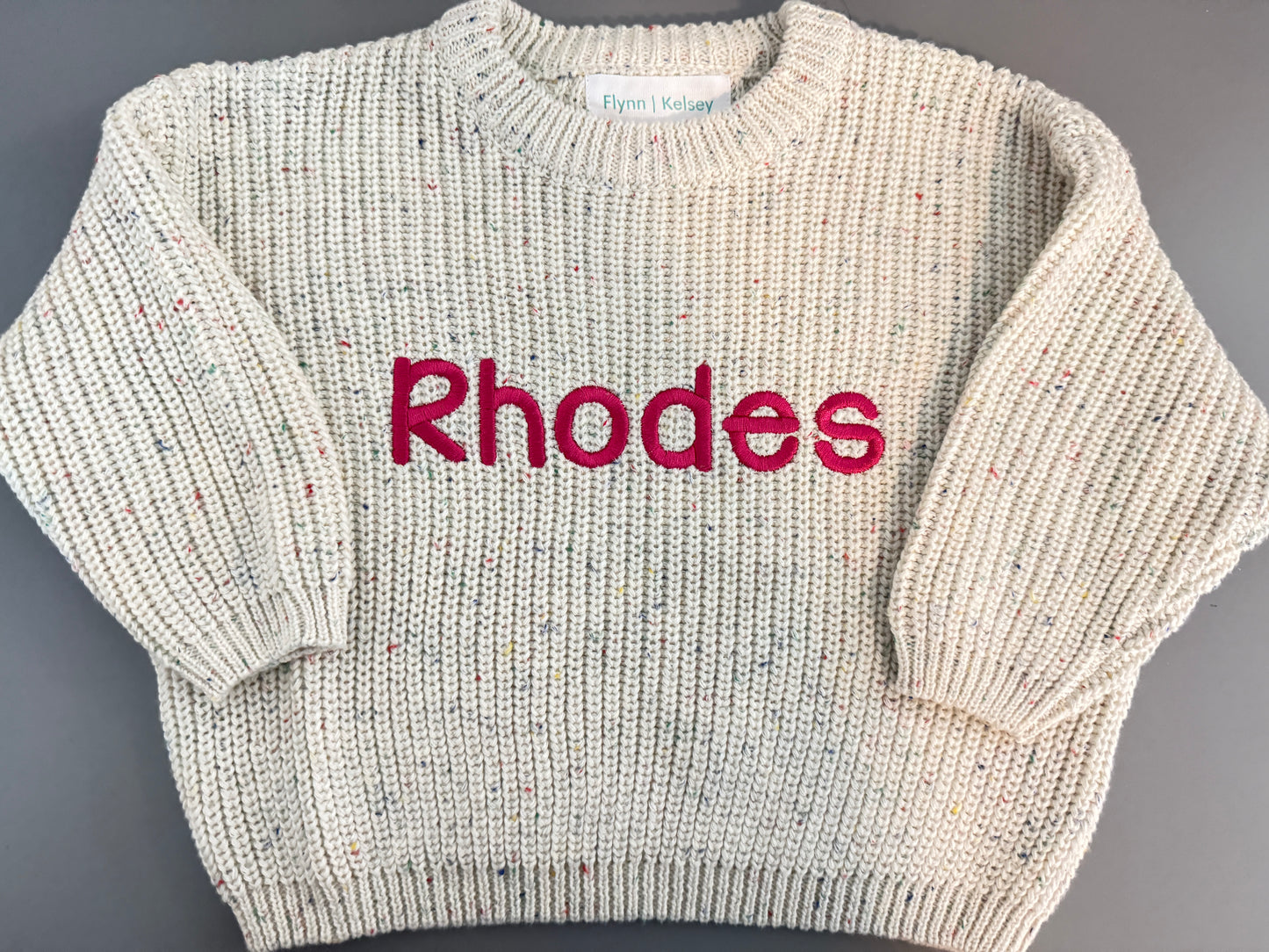 Custom Name Speckled Knit Sweaters
