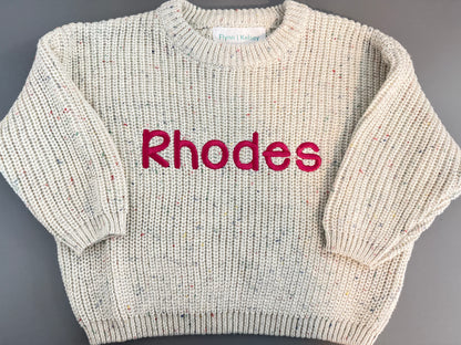 Custom Name Speckled Knit Sweaters
