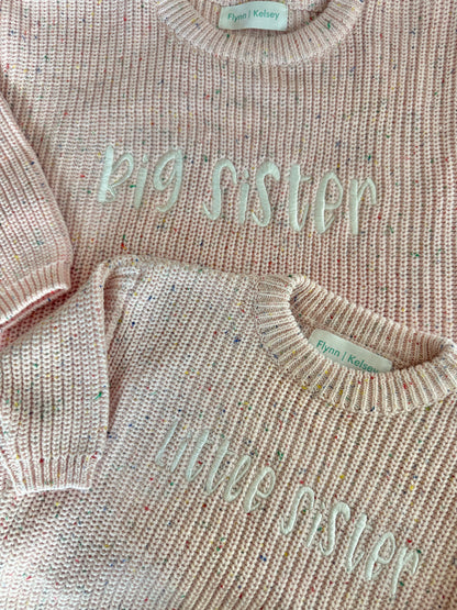 Custom Name Pink Sprinkle Name Knit Sweater