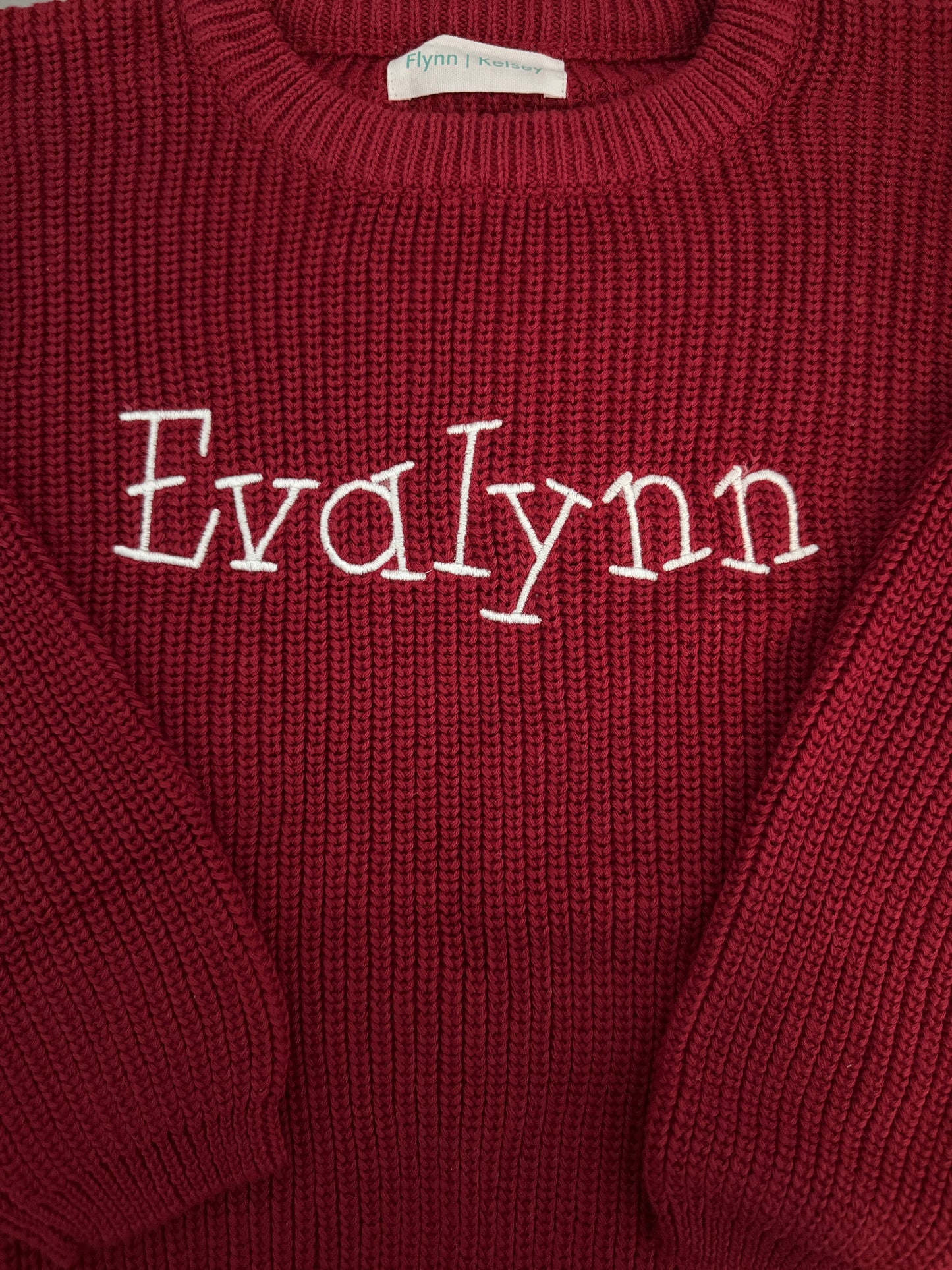 Custom Name Dark Red Knit Sweater
