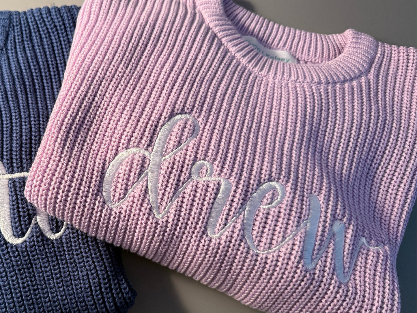 Custom Name Light Purple Knit Sweater
