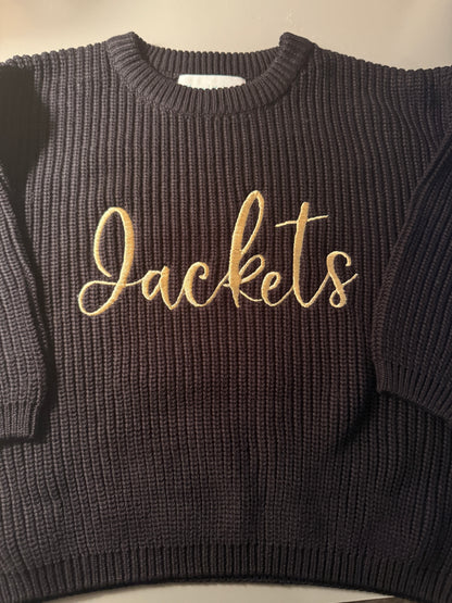 Custom Name Black Knit Sweater