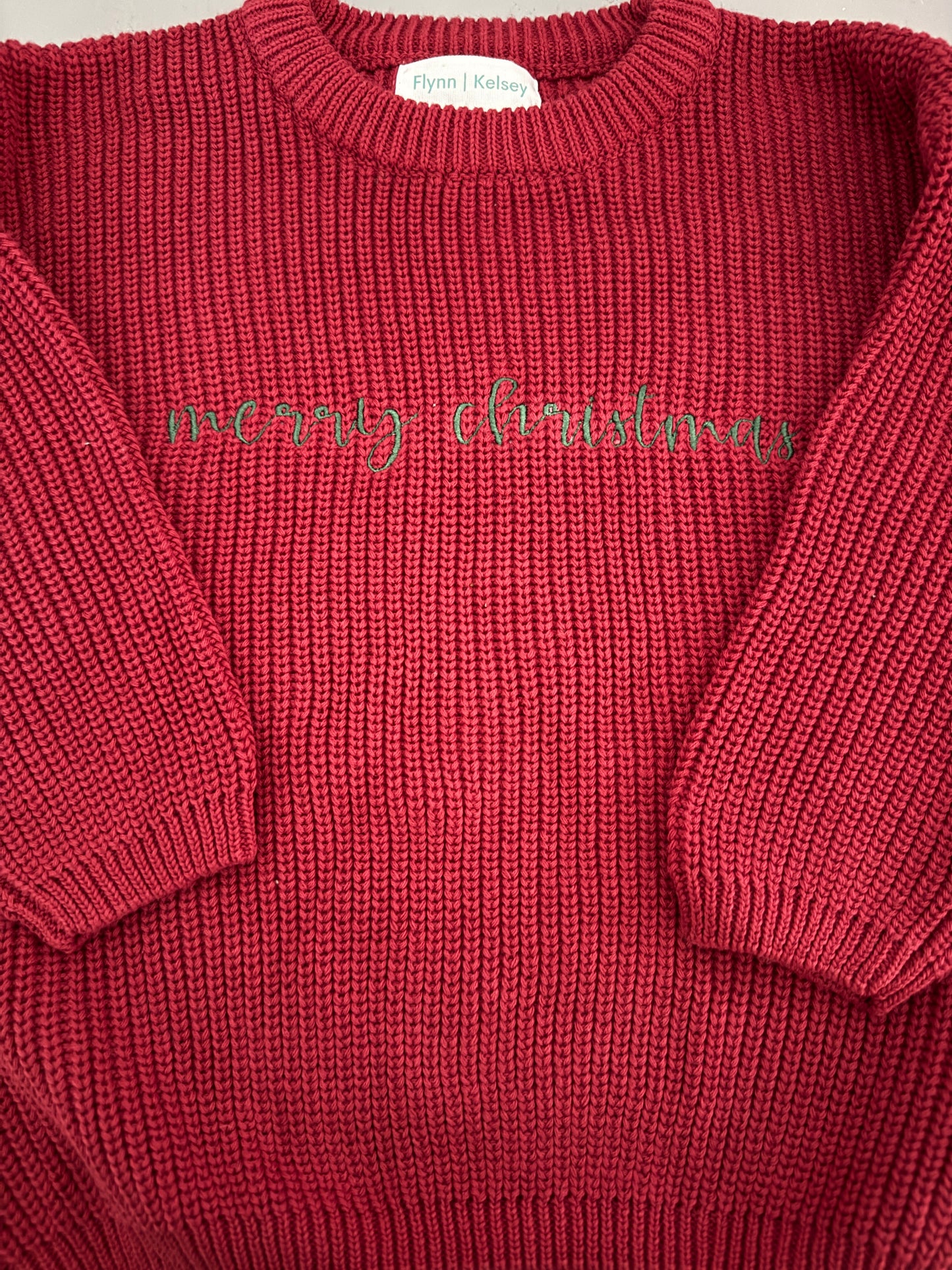 Custom Name Dark Red Knit Sweater