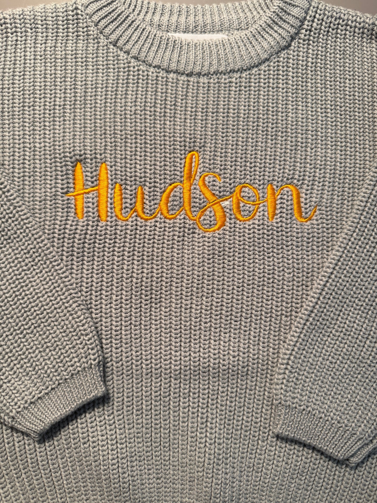 Custom Name Dark Gray Knit Sweater
