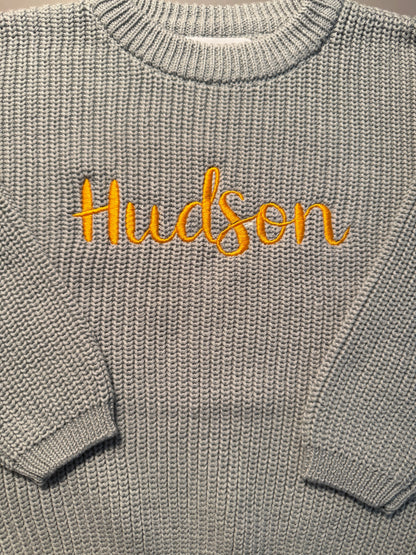Custom Name Dark Gray Knit Sweater