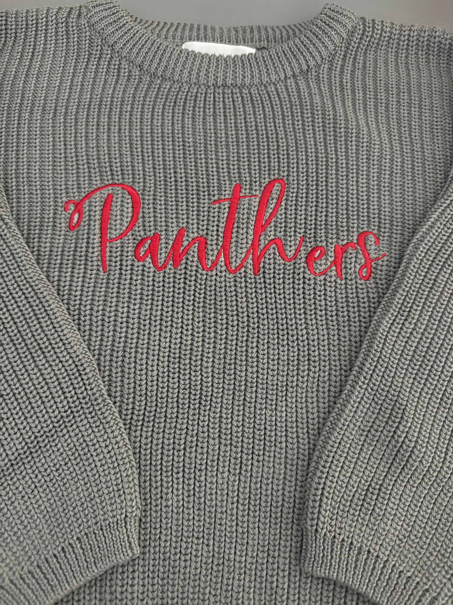Custom Name Dark Gray Knit Sweater