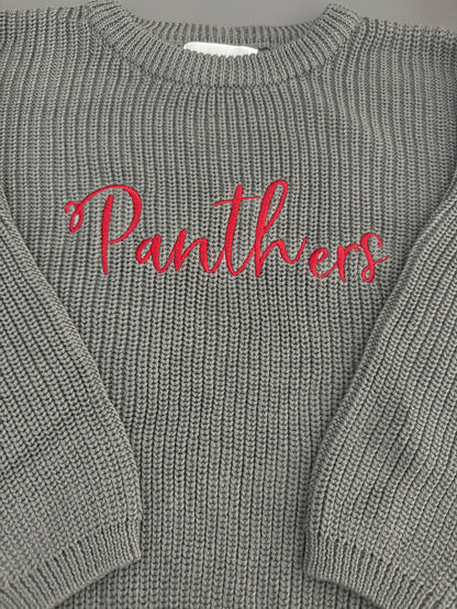 Custom Name Dark Gray Knit Sweater