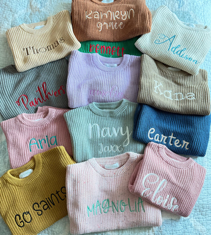 Custom Name Dark Gray Knit Sweater