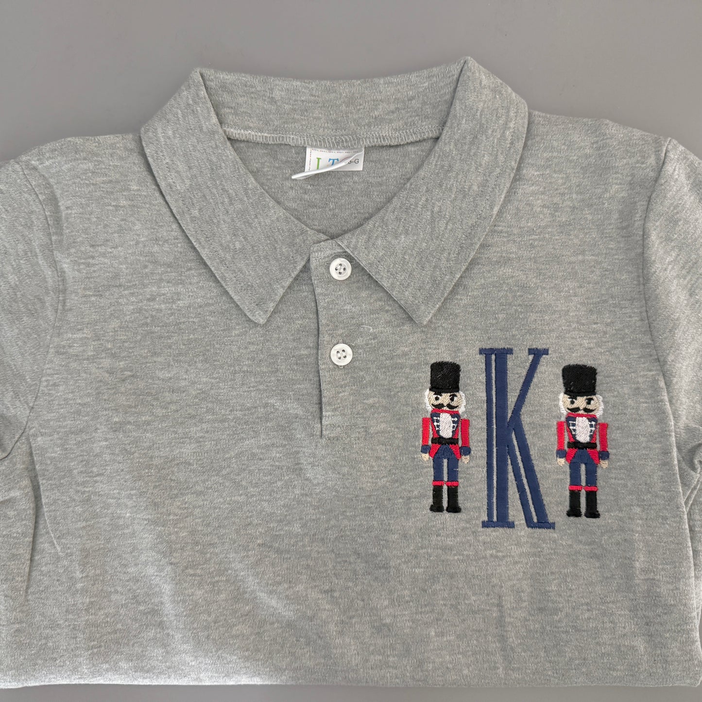 Nutcracker Initial Embroidered Collared Shirt