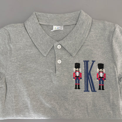 Nutcracker Initial Embroidered Collared Shirt