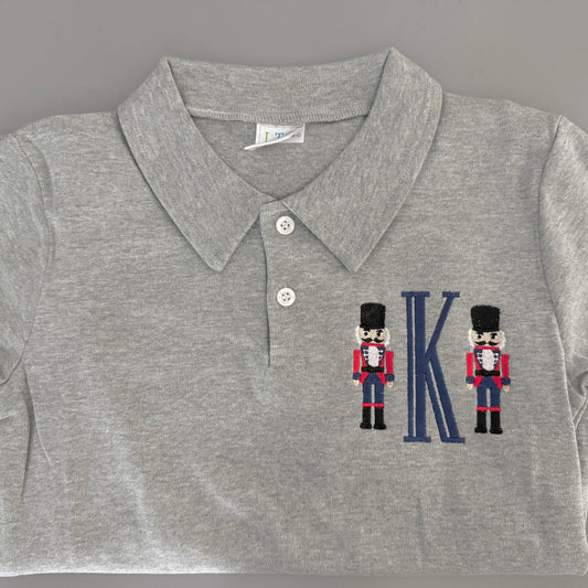 Nutcracker Initial Embroidered Collared Shirt