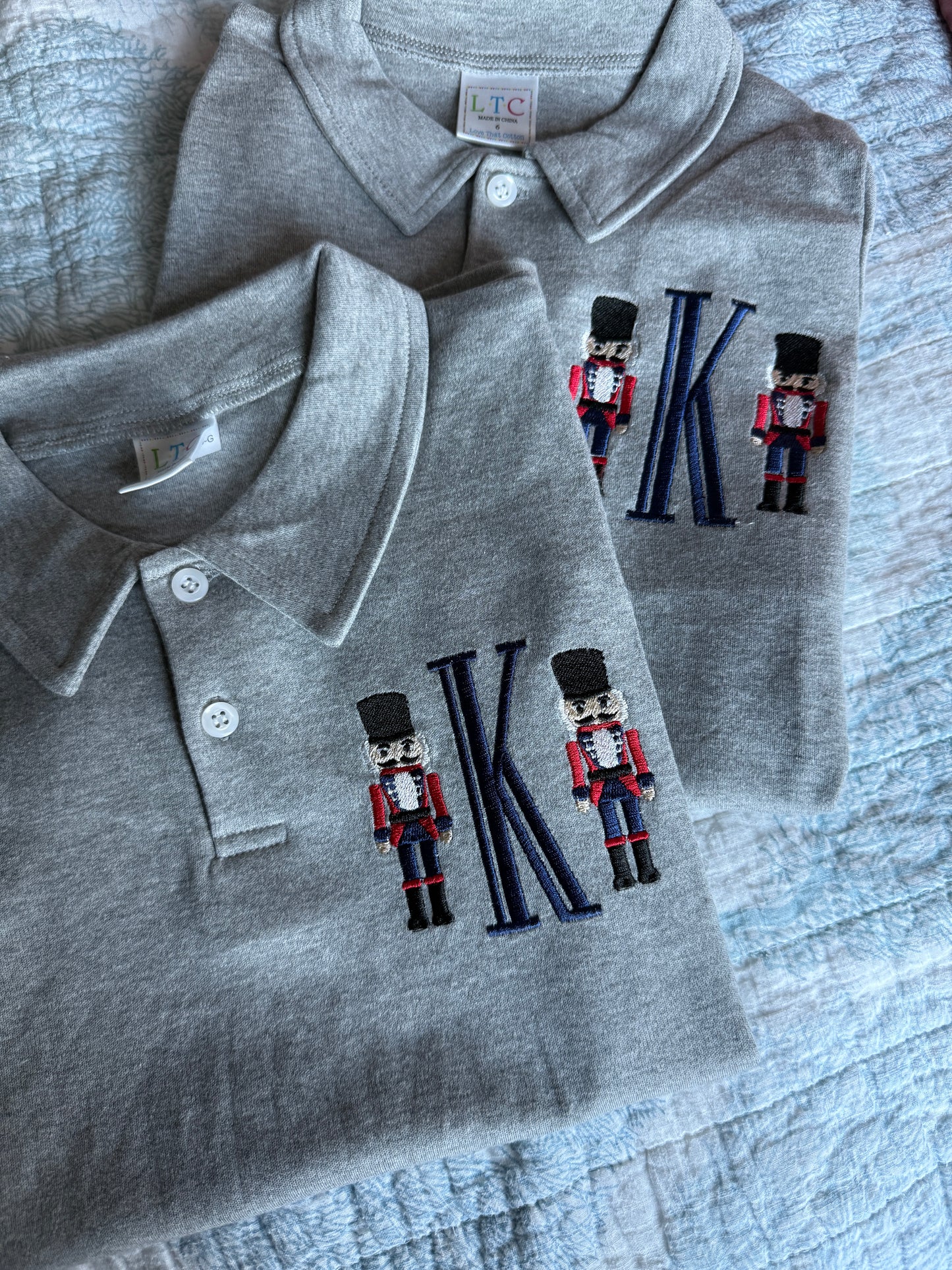 Nutcracker Initial Embroidered Collared Shirt