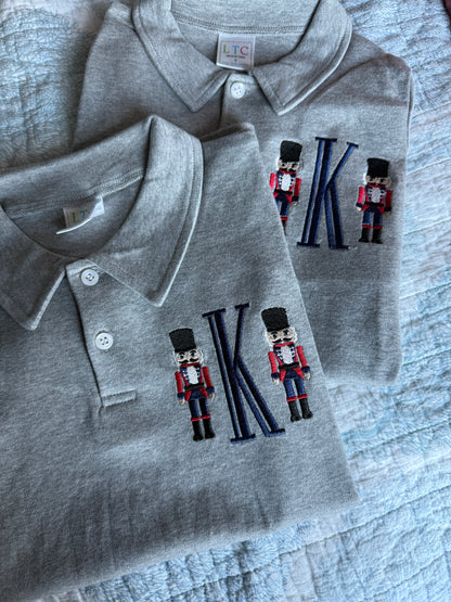 Nutcracker Initial Embroidered Collared Shirt