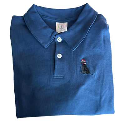 Black Lab Santa Embroidered Collared Shirt